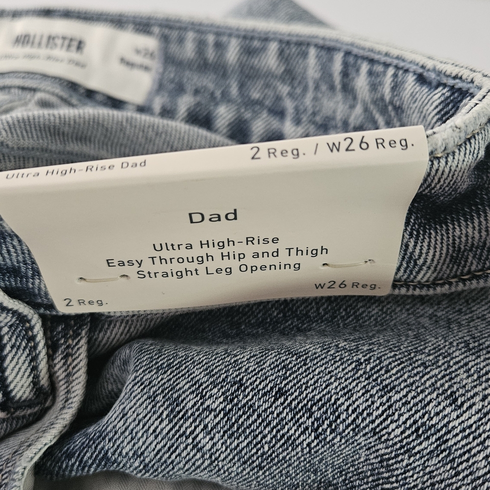 Hollister Straight Leg Opening Baggy Women Jeans Size 26 2r Dad Ultra High Rise - Picture 12 of 14